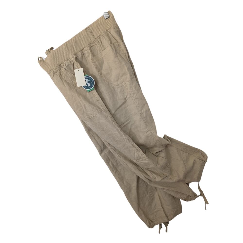 NWT@$55! AEROPOSTALE! LINEN+TAN/BEIGE KHAKI CARGO CAPRI, DRAWSTRING PANTS! SZ XS